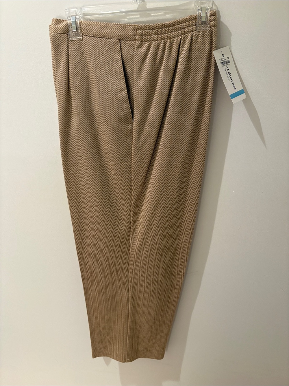 Alfred Dunner Tan Chevron Elastic-Waist Trousers